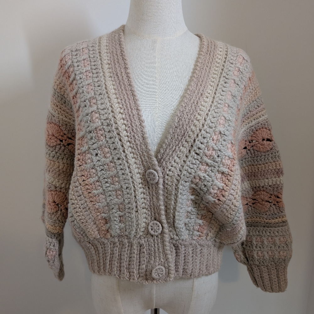 Ray Napier Hand Crocheted Muted Colourful Cardigan